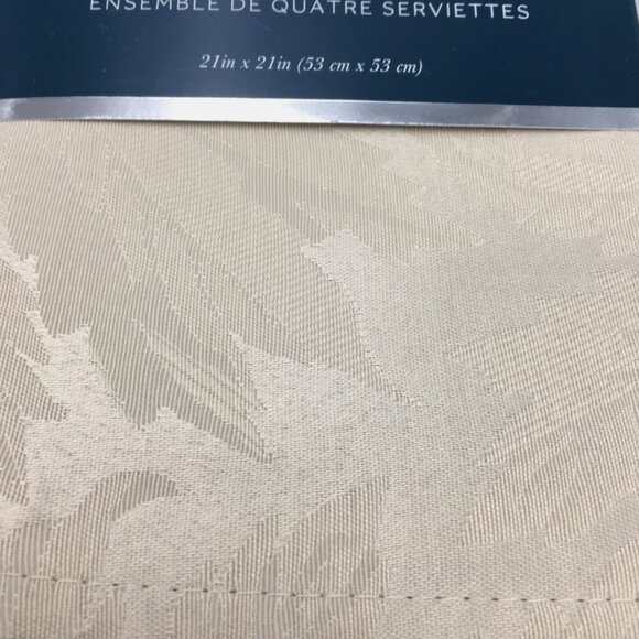 4 WATERFORD Fine Linens Champagne Tralee Leaves Jacquard Napkin Set Cloth Fall - Picture 3 of 7